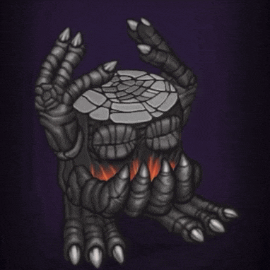 a cartoon drawing of a monster with sharp claws