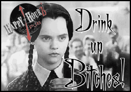 a poster for happy hour pub shows a girl with braids