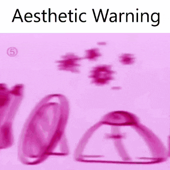 a pink background with the words aesthetic warning on the top