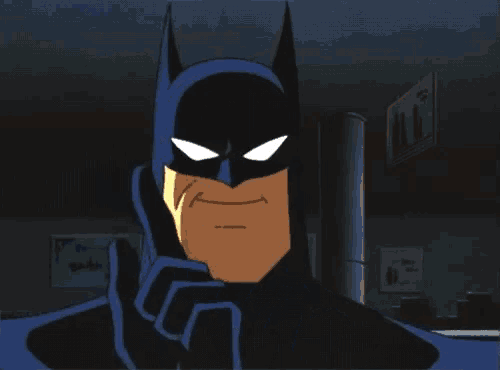 a cartoon of batman standing in front of a sign that says " all "