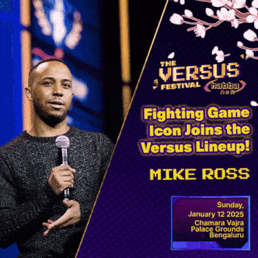 a poster for the versus festival with mike ross