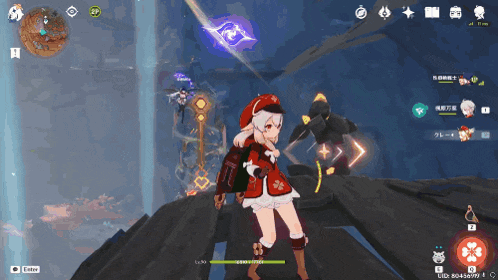 a screenshot of a video game shows a girl in a red outfit
