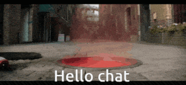 a manhole cover with the words hello chat on the bottom