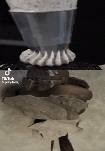 a tiktok video of a person cutting a rock