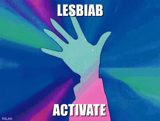 a cartoon of a hand with the words lesbian activate