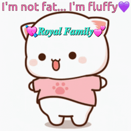 a cartoon cat with the words i 'm not fat i 'm fluffy on it