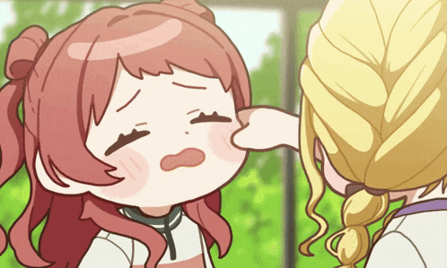 a cartoon drawing of a girl being touched by another girl