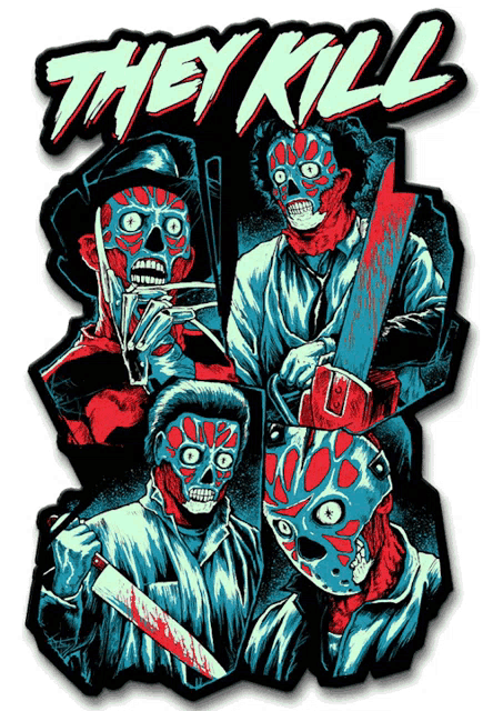 a poster for the movie they kill with a group of zombies