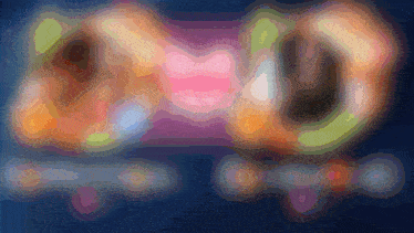 a blurred image of a person 's face with a pink heart in the center