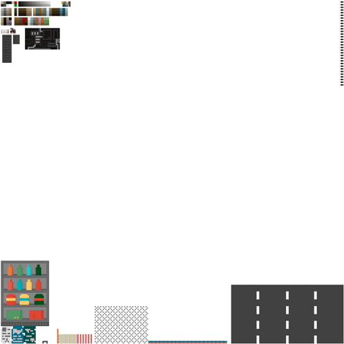 a white background with a lot of icons on it including a road