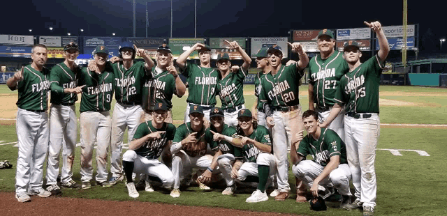 a group of florida baseball players are posing for a picture