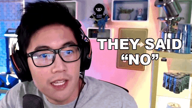 a man wearing headphones and glasses says they said " no "