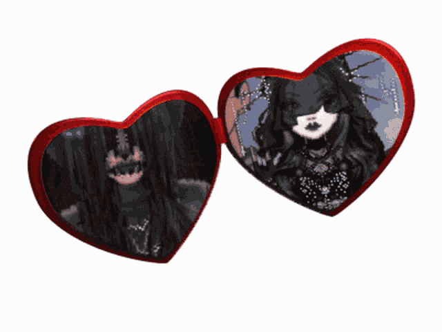 two hearts with a picture of a woman in the middle
