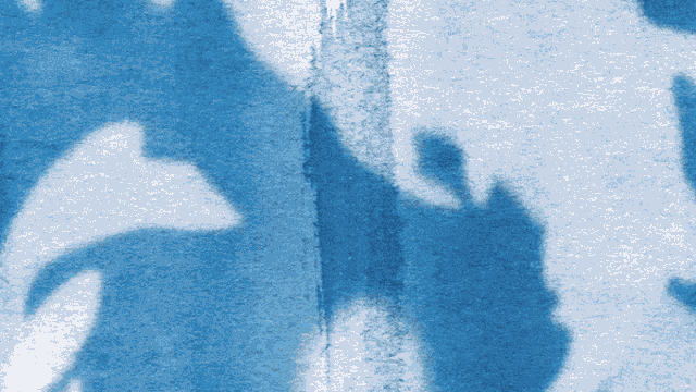 a blue and white background with a brush stroke on it