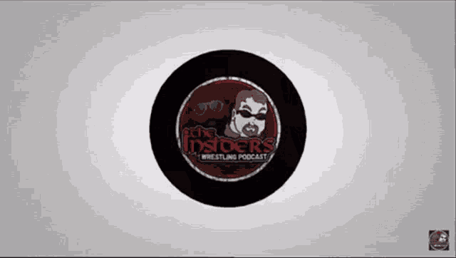 a logo for a wrestling podcast that is being destroyed