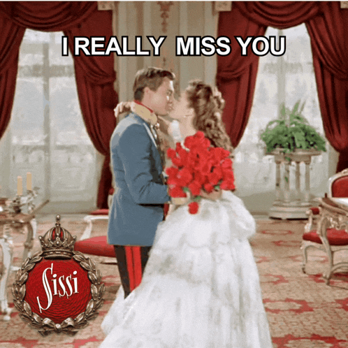 a sissi poster with a man and woman kissing