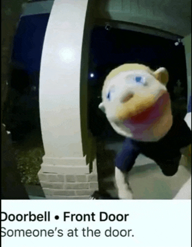 a picture of a doorbell with someone 's at the door
