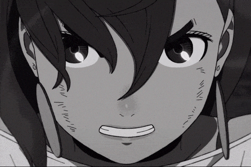 a black and white drawing of a girl 's face with the number 6 on her forehead
