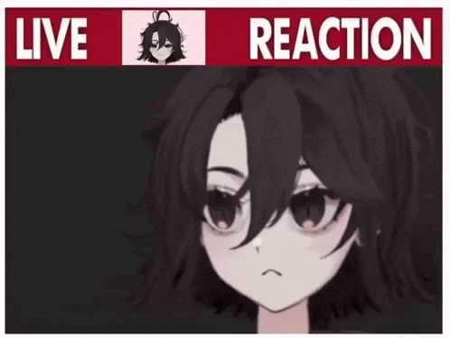a drawing of a girl with black hair and the words live reaction .