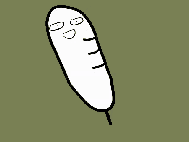 a cartoon drawing of a carrot with a face