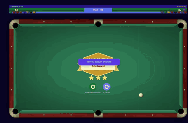 a pool table with a badge that says " atermed " on it
