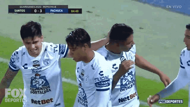 a soccer game between santos and pachuca is being broadcast on fox deportes