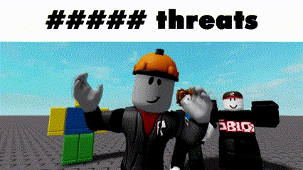two roblox characters are standing next to each other with the words ###### threats written above them