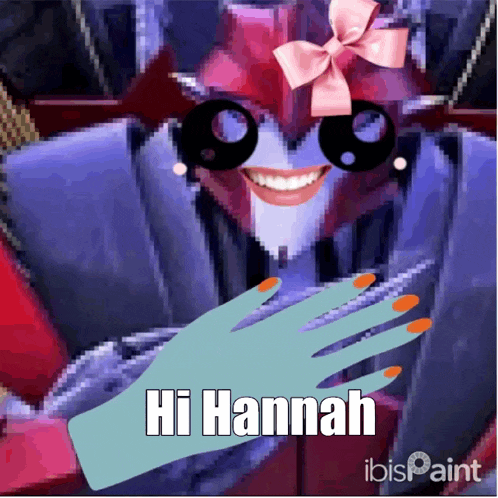 a picture of a girl with a bow on her head and the words hi hannah on the bottom