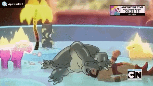 a cartoon of a man laying on the ground with a cn advertisement in the corner