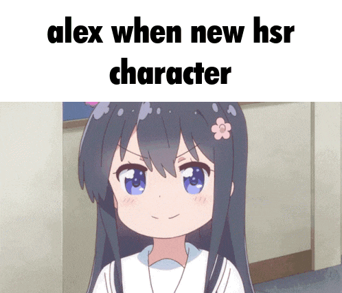 alex when new hsr character is shown with a girl in the background