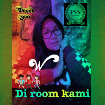 a picture of a girl with the words di room kami on it