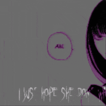 a blurry picture of a person 's face with a purple background and a circle in the background .