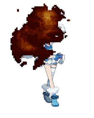 a pixel art illustration of a person standing in front of a large explosion
