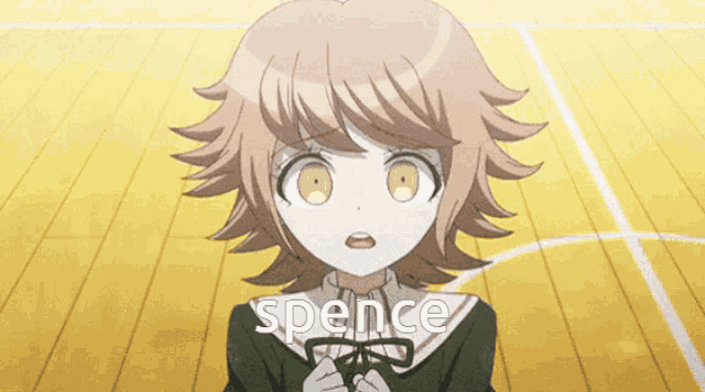 a cartoon girl with the word spence on her face