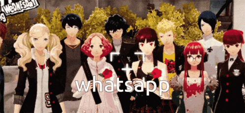 a group of anime characters standing in front of a sign that says wednesday on it
