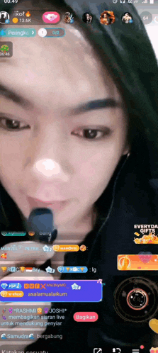 a screenshot of a woman 's face on a live stream with the words everyday free on the bottom right