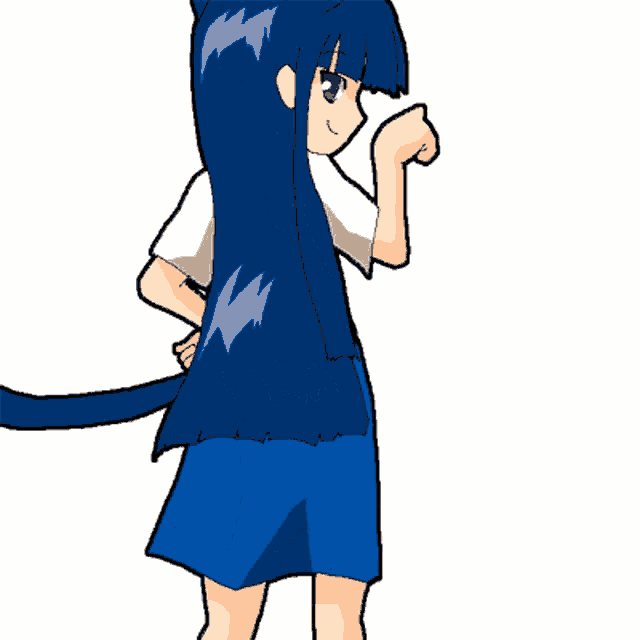 a drawing of a girl with a cat tail