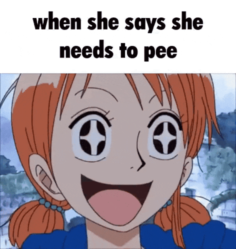 when she says she needs to pee a picture of a girl with big eyes