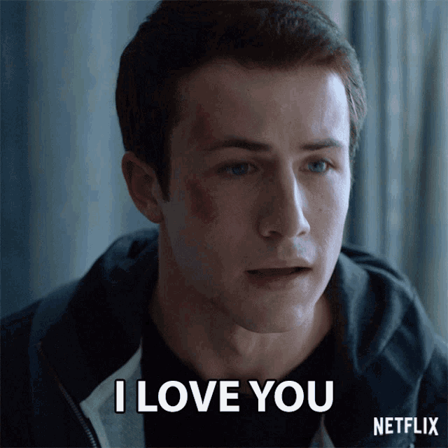 a man says i love you with a netflix logo behind him
