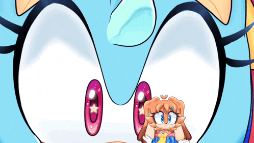 a close up of a cartoon character 's eyes with a star in the middle