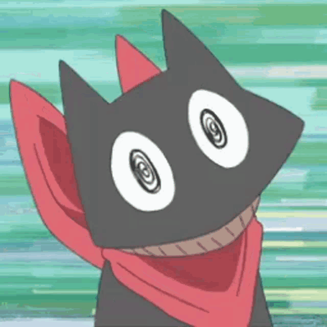 a cartoon cat with a red scarf around its neck