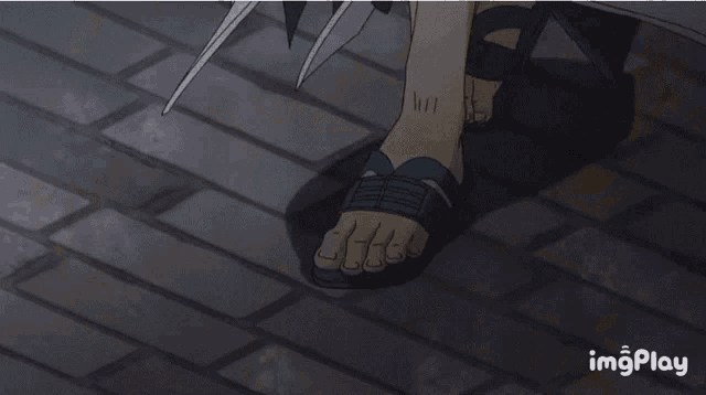a person 's feet are shown on a brick sidewalk with the hashtag imgplay below them
