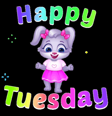 a happy tuesday greeting with a cartoon bunny