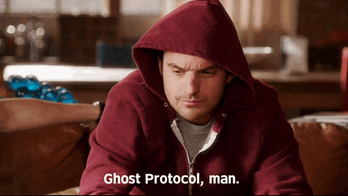 a man in a hooded sweatshirt says ghost protocol man
