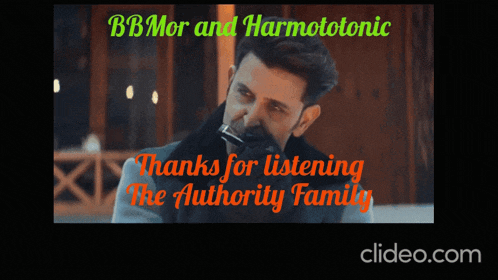 a video of a man playing harmonica with the words thanks for listening the authority family
