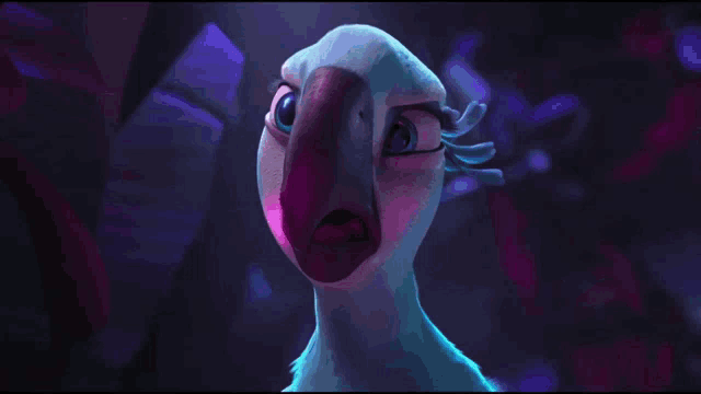 a cartoon drawing of a bird with a very large beak