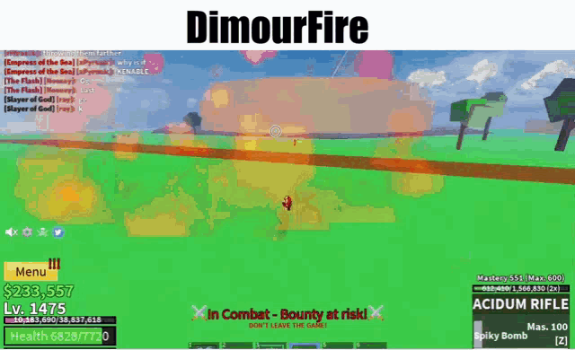 a screenshot of a video game with the name dimourfire