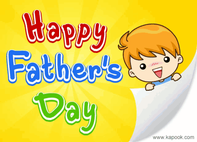a happy father 's day greeting card with a boy on it