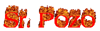 the word sn pozo is written in red with flames coming out of it