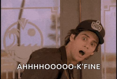 a man wearing a hat with the word fox on it says ahhhhoooo-k fine